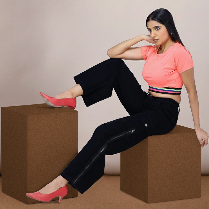 Zip styled baggy jeans