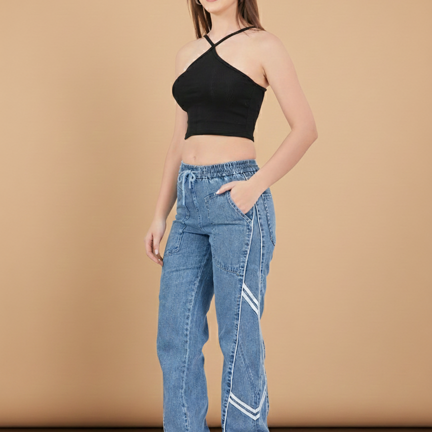 Adjustable bottom baggy jeans