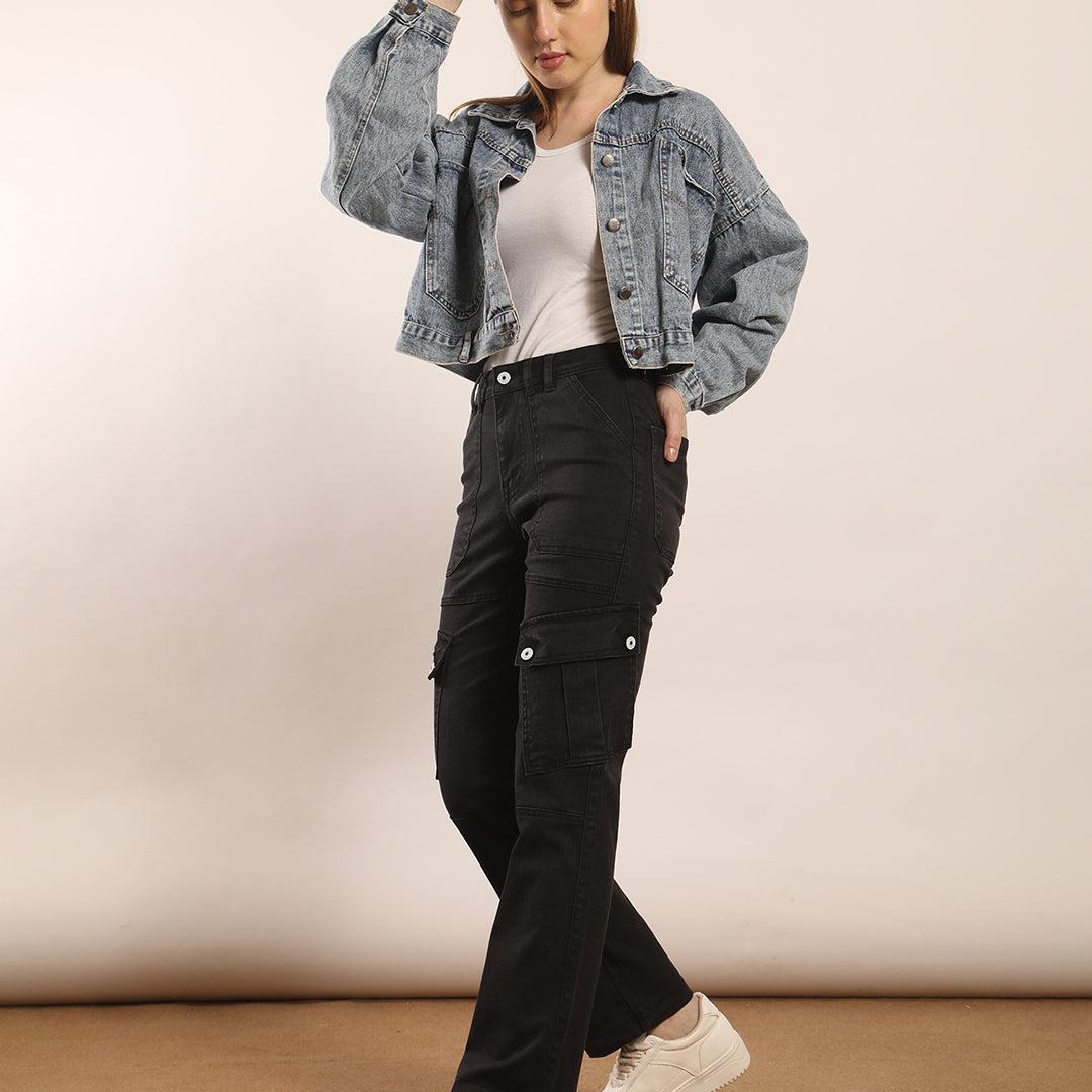 Non-stretch denim cargo