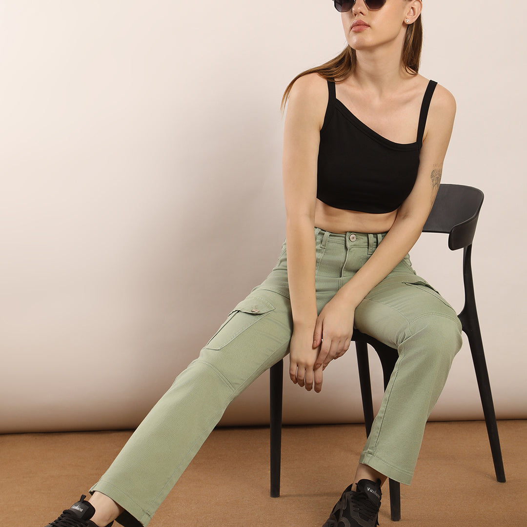 Non-stretch denim cargo