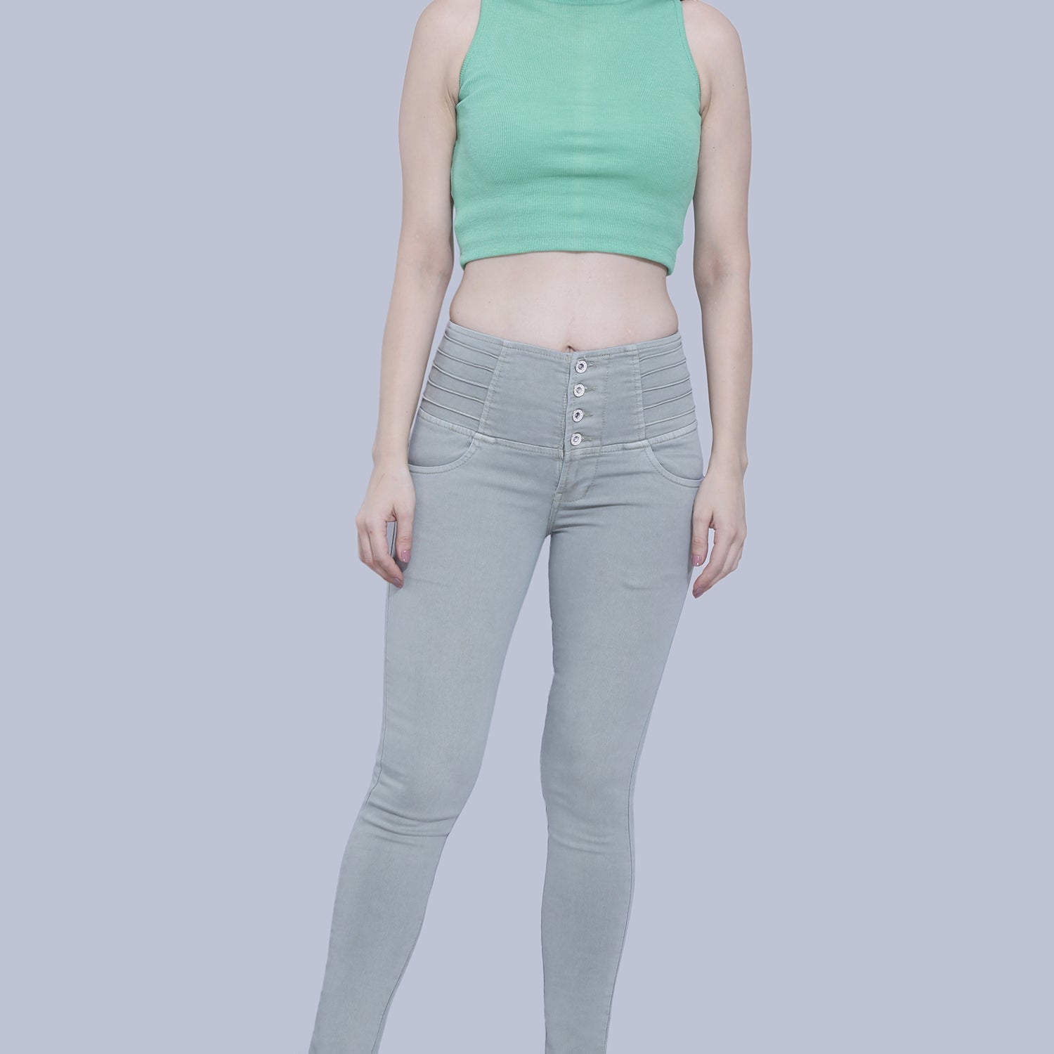 4 button stretchable denim jeans