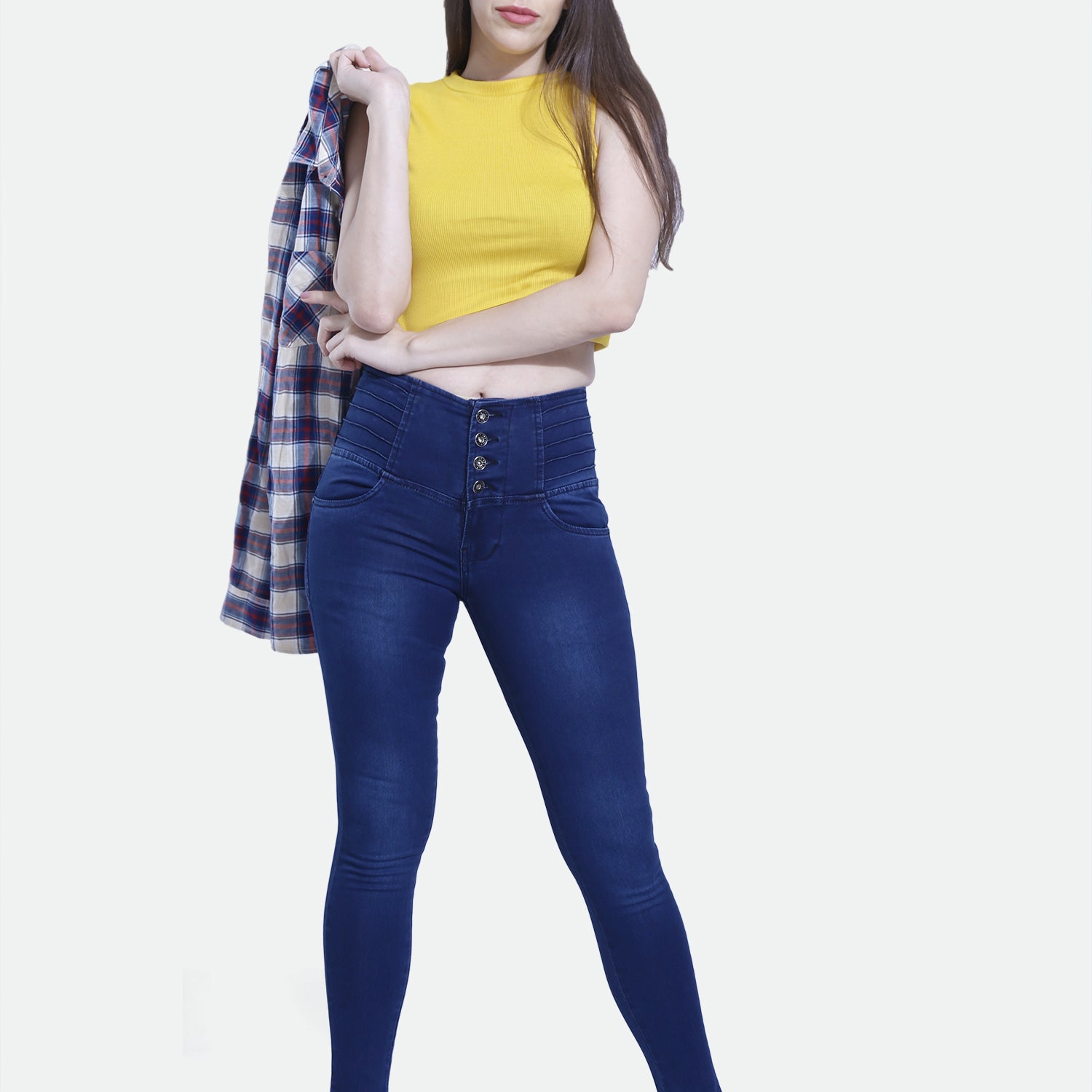 4 button stretchable denim jeans