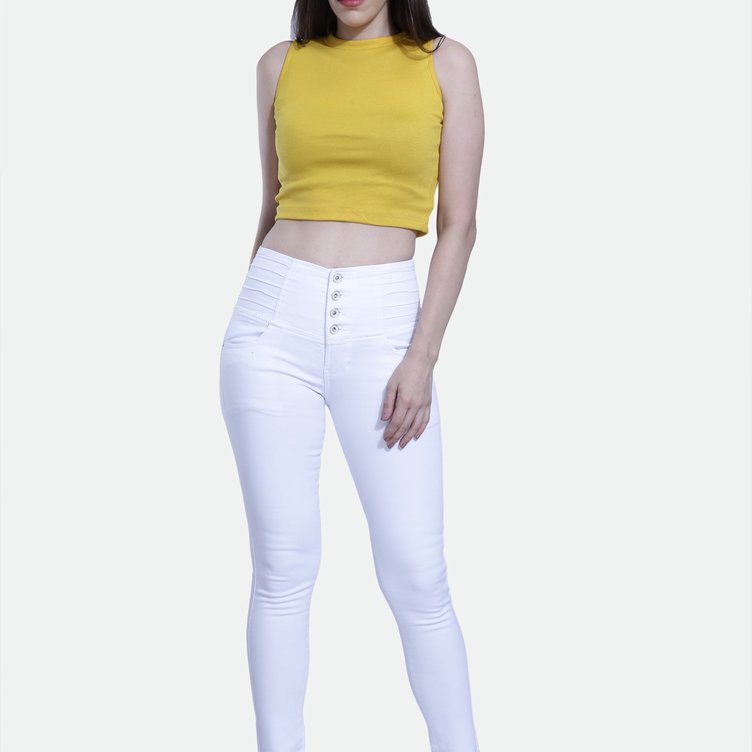 4 button stretchable denim jeans