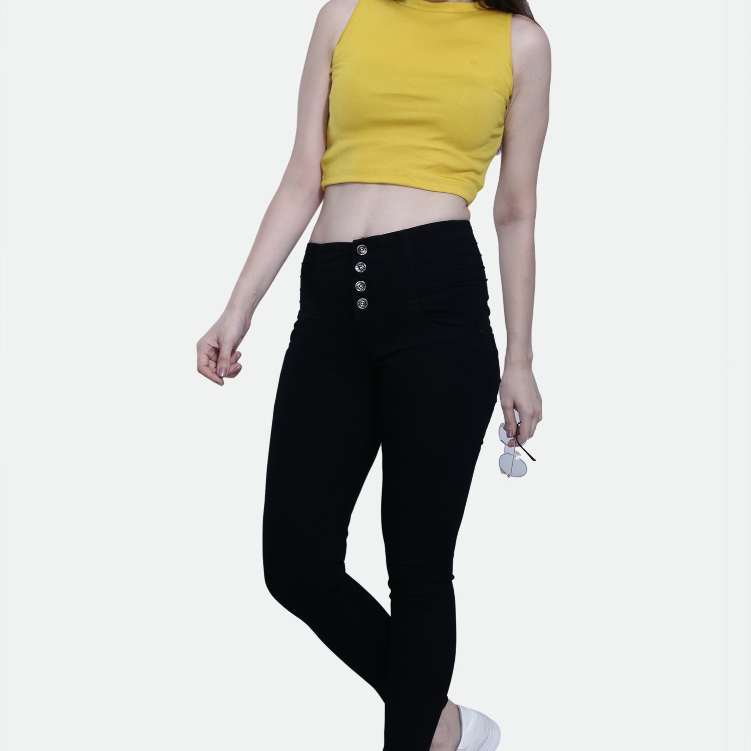 4 button stretchable denim jeans