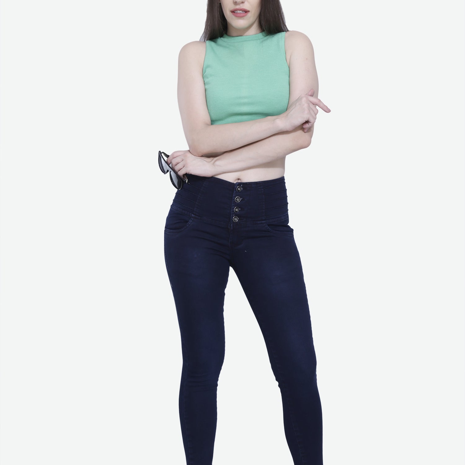 4 button stretchable denim jeans