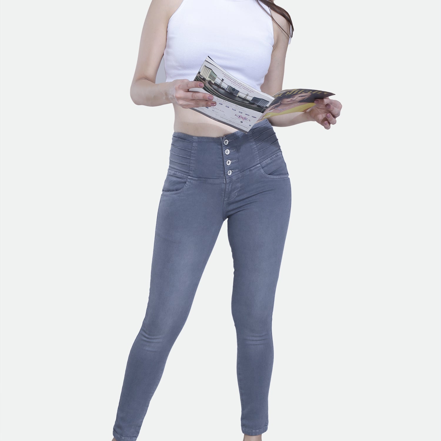 4 button stretchable denim jeans