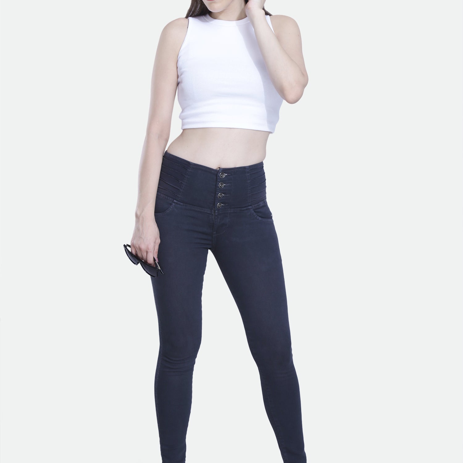 4 button stretchable denim jeans