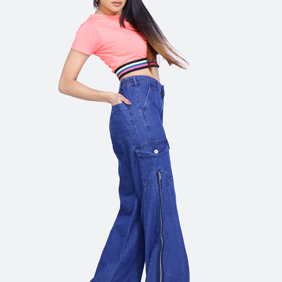 Zip styled baggy jeans
