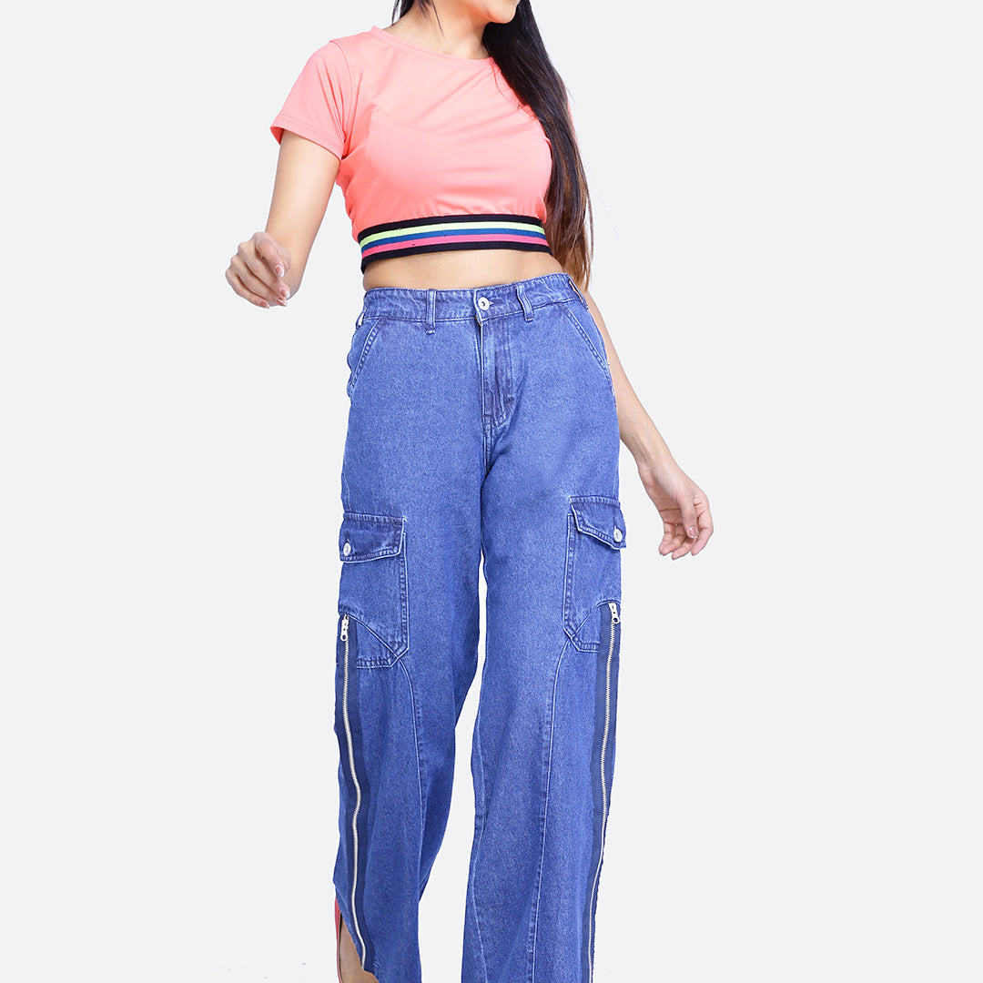 Zip styled baggy jeans