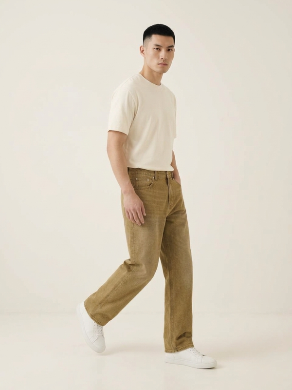 Khakhi Straight Leg Jeans