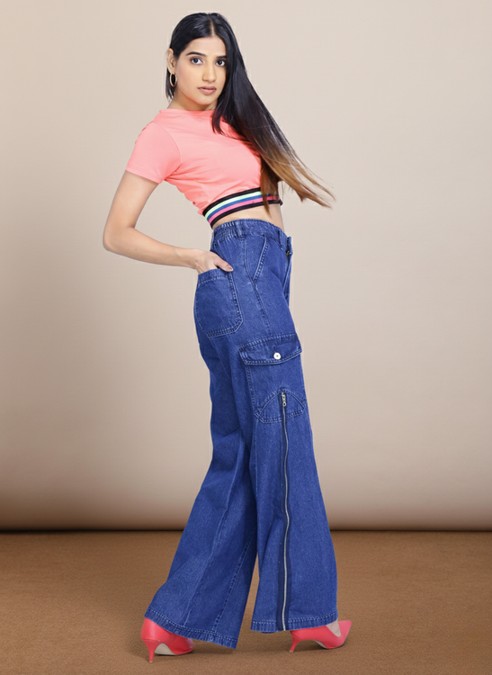 Zip styled baggy jeans