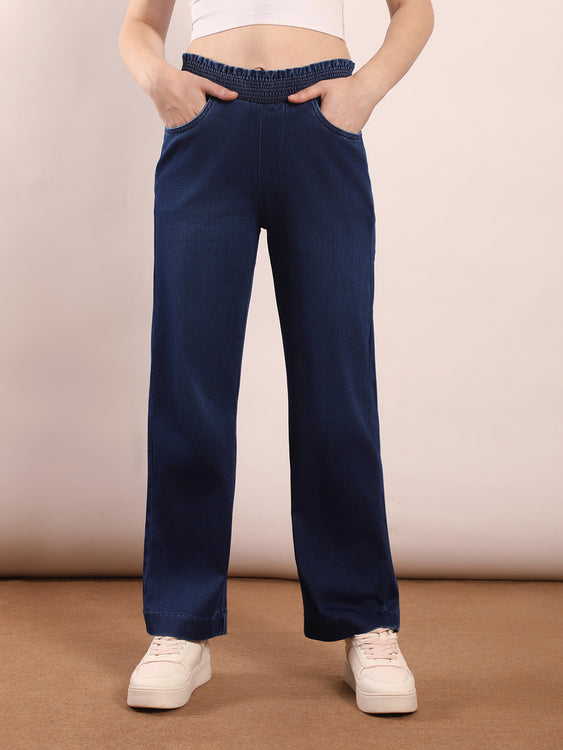 Designer waistband straight fit jeans