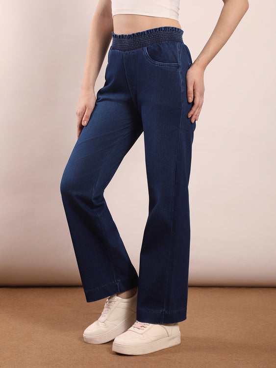 Designer waistband straight fit jeans