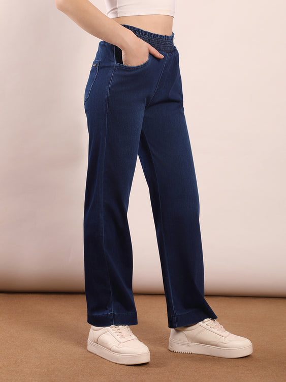 Designer waistband straight fit jeans