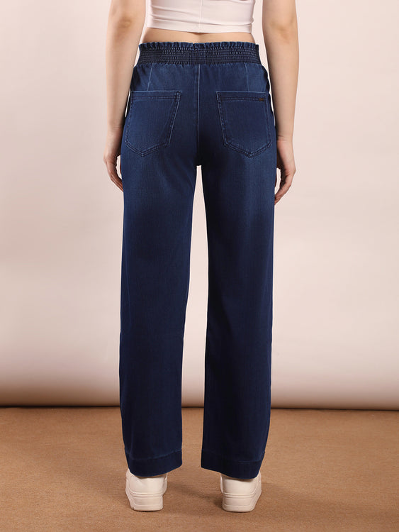 Designer waistband straight fit jeans