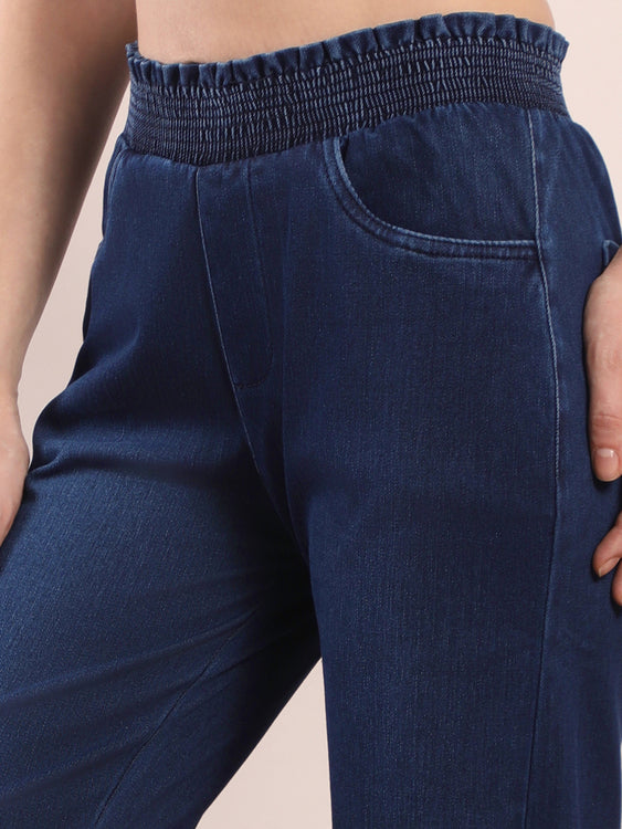 Designer waistband straight fit jeans