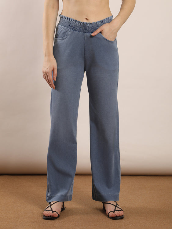 Designer waistband straight fit jeans