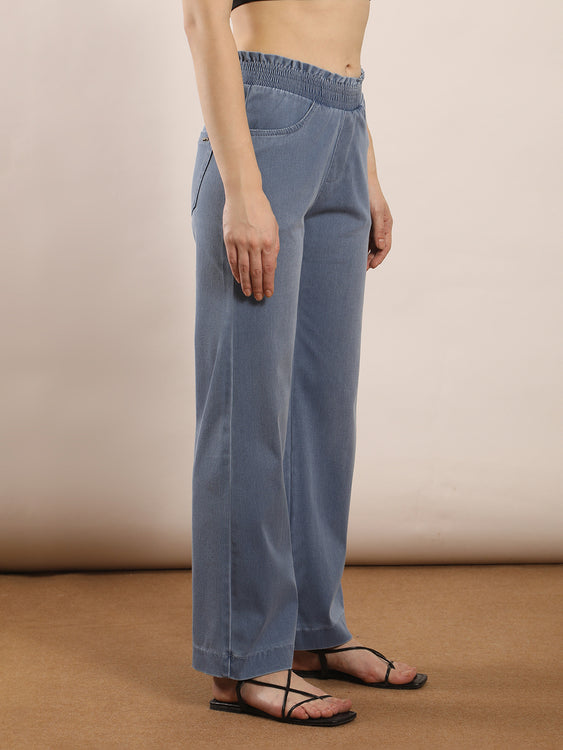 Designer waistband straight fit jeans