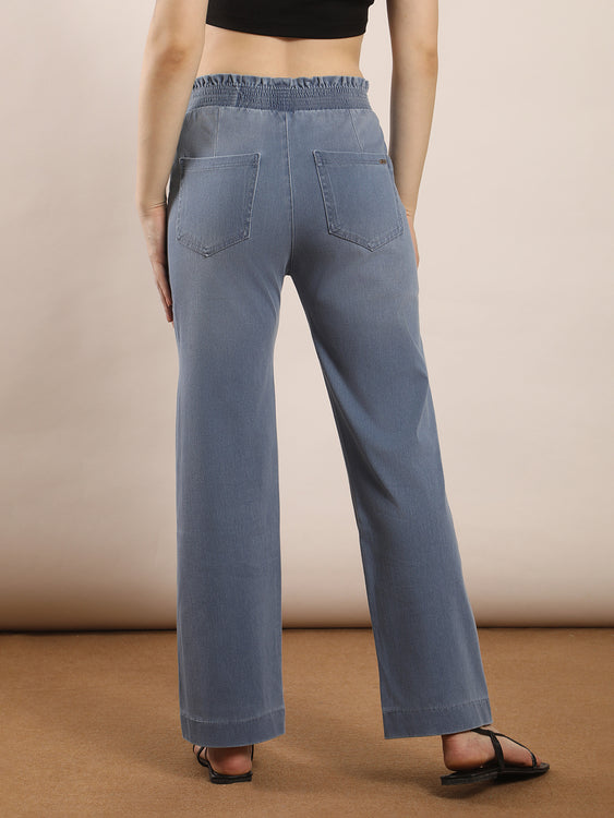 Designer waistband straight fit jeans