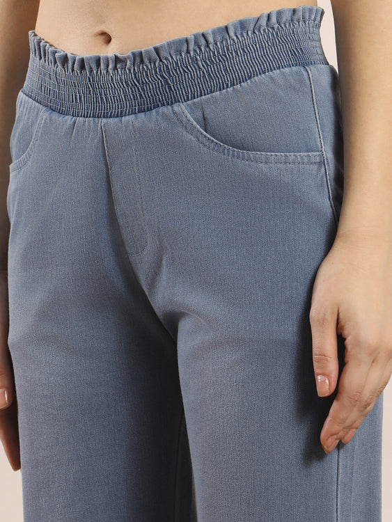 Designer waistband straight fit jeans