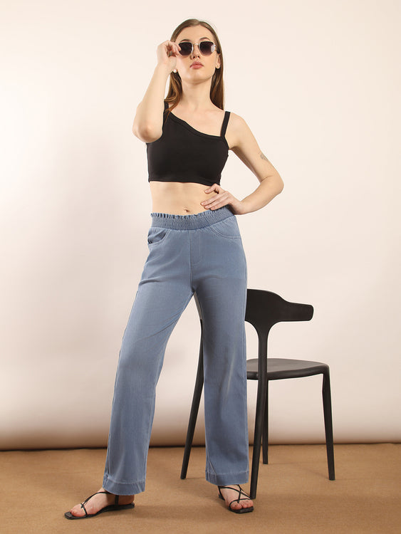 Designer waistband straight fit jeans
