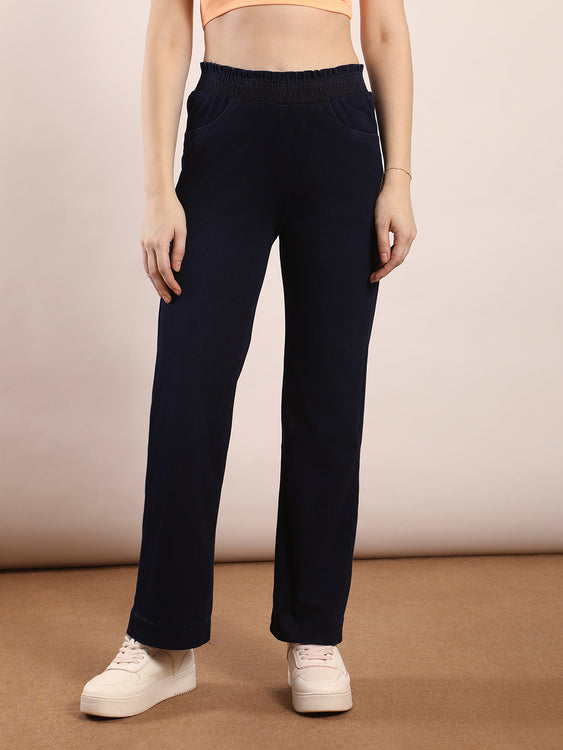 Designer waistband straight fit jeans