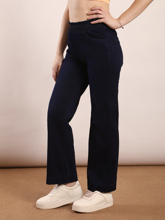 Designer waistband straight fit jeans
