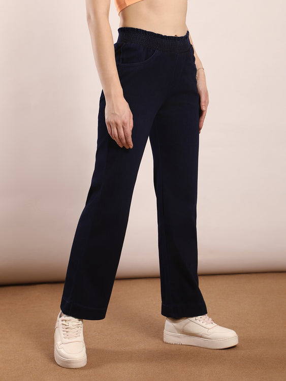 Designer waistband straight fit jeans