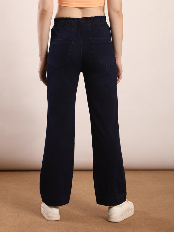Designer waistband straight fit jeans