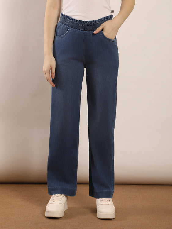 Designer waistband straight fit jeans