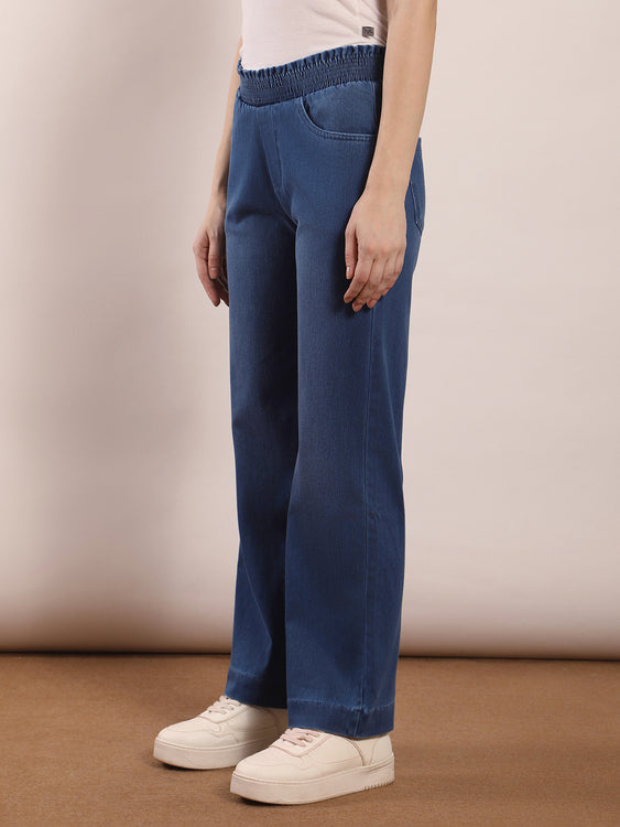 Designer waistband straight fit jeans