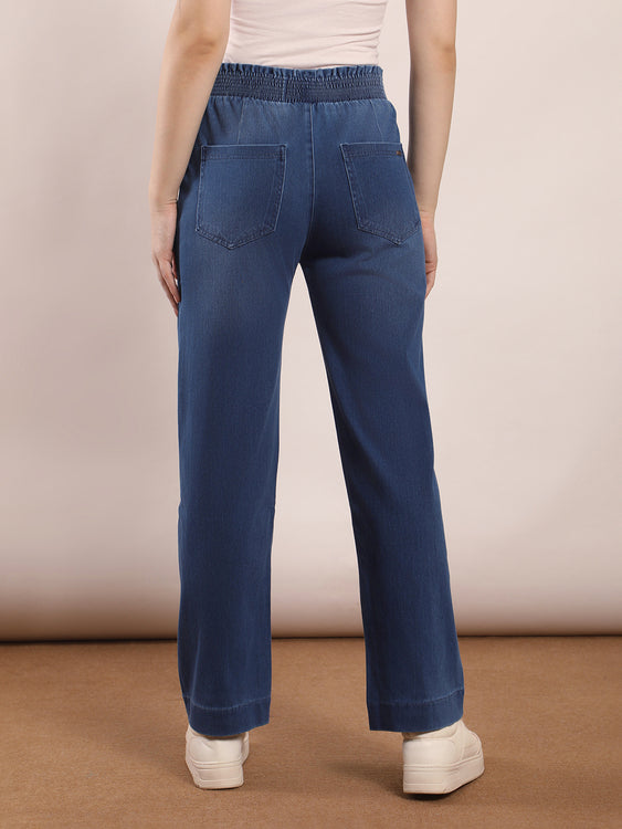 Designer waistband straight fit jeans