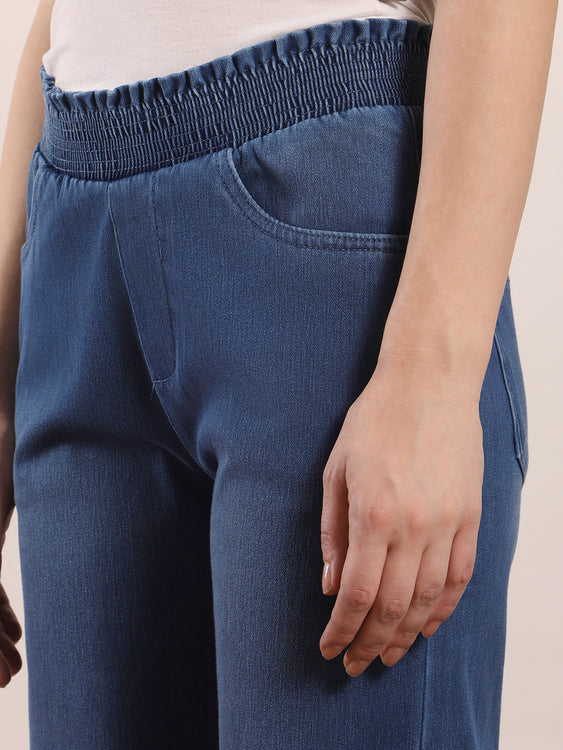 Designer waistband straight fit jeans