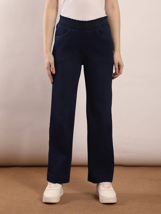 Designer waistband straight fit jeans