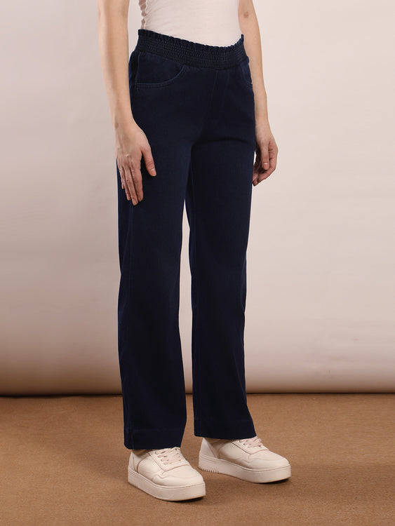 Designer waistband straight fit jeans