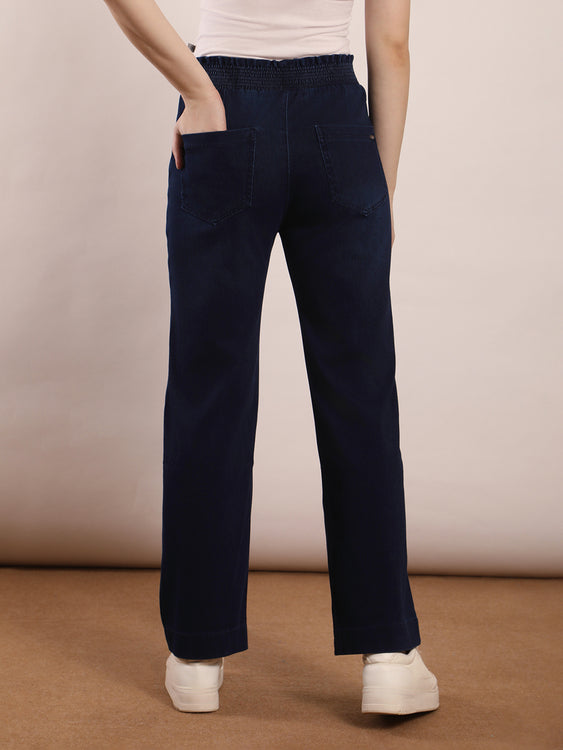 Designer waistband straight fit jeans