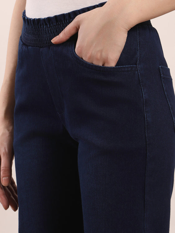 Designer waistband straight fit jeans