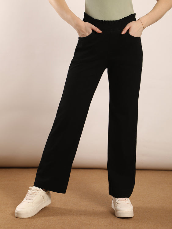 Designer waistband straight fit jeans
