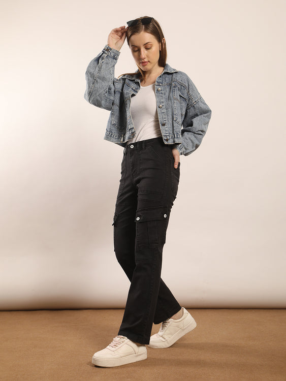 Non-stretch denim cargo