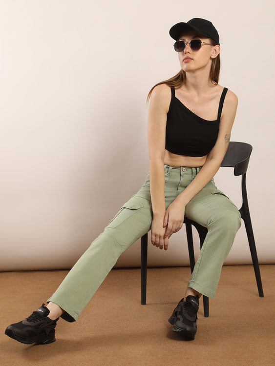 Non-stretch denim cargo