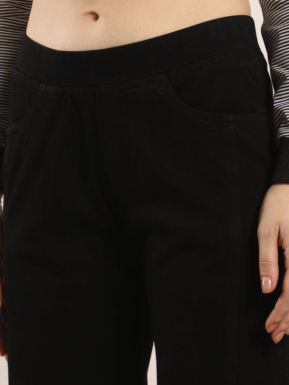 Wide leg slit soft denim jeans