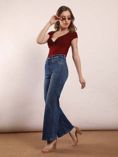 Basic wide leg washed jeans