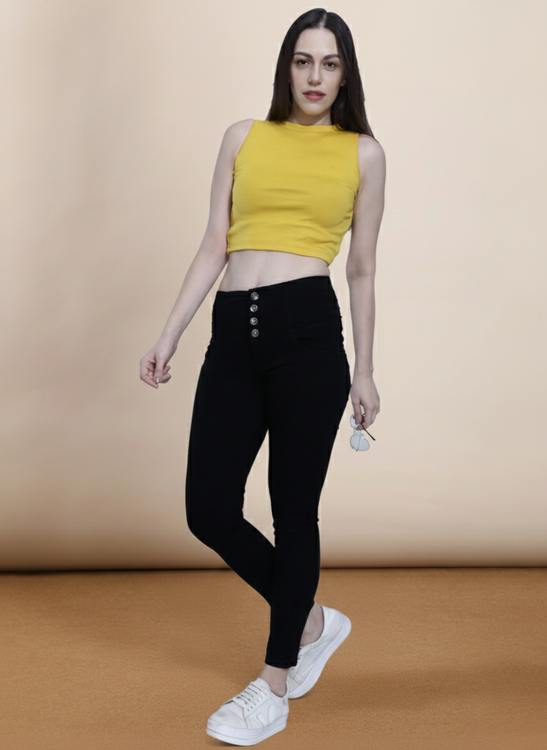 4 button stretchable denim jeans