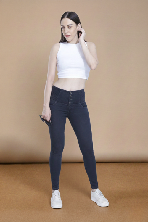 4 button stretchable denim jeans