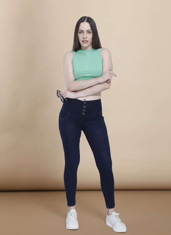 4 button stretchable denim jeans