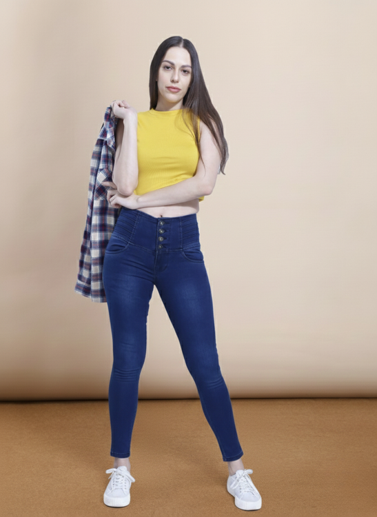 4 button stretchable denim jeans