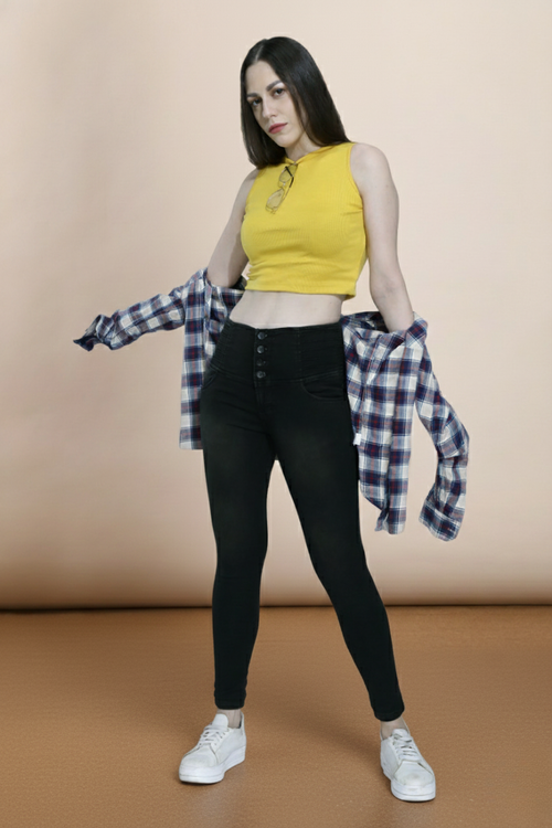 4 button stretchable denim jeans