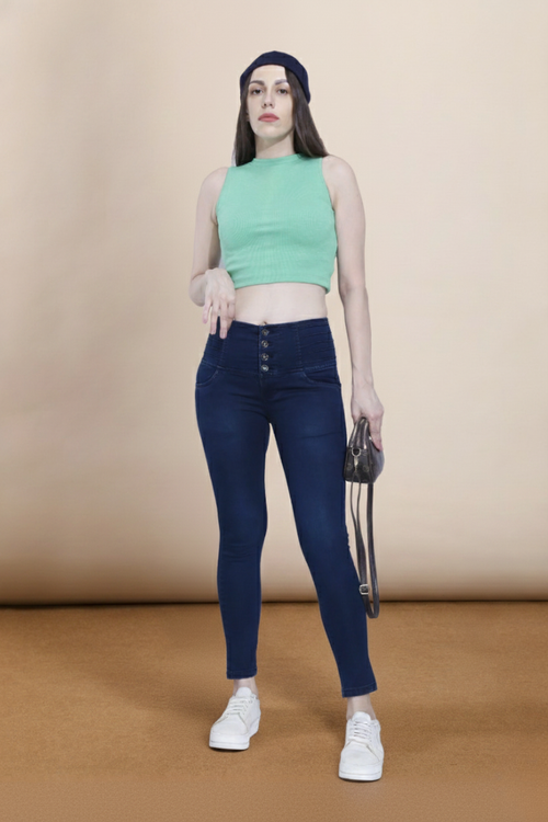 4 button stretchable denim jeans