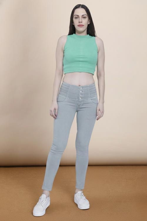4 button stretchable denim jeans