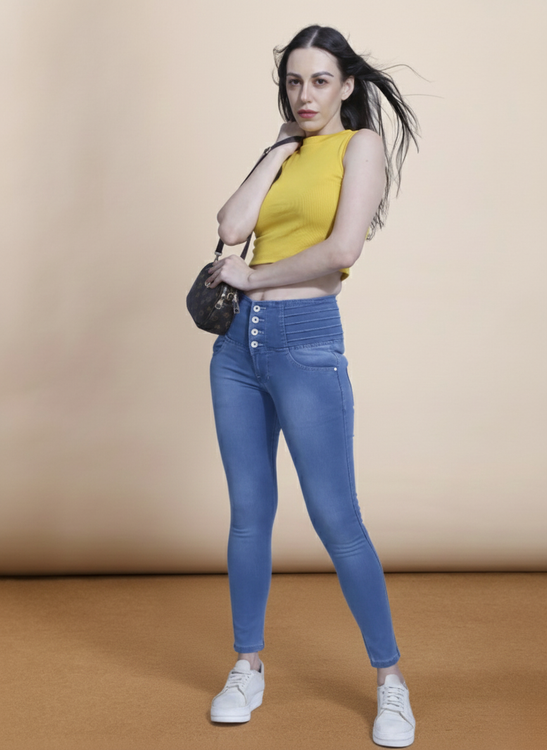 4 button stretchable denim jeans